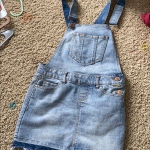 Blue denim overalls